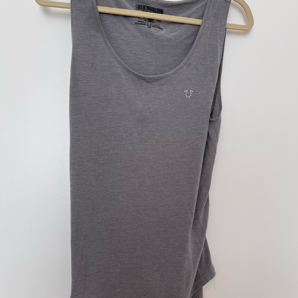 True Religion cross back knit tank with crystal logo